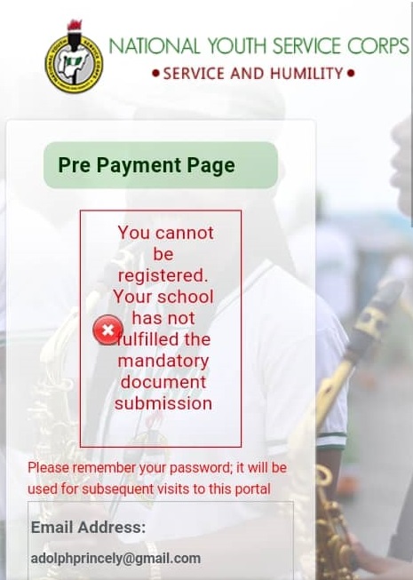 NYSC 2018 Batch C Stream II Registration Error
