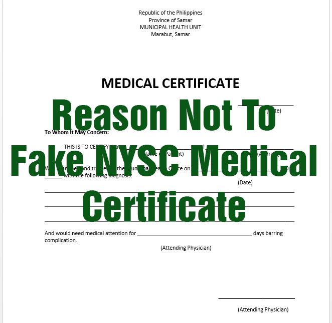 NYSC fitness certificate