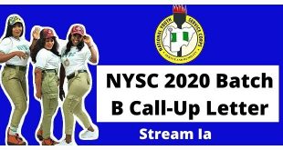 NYSC 2020 Batch B Call-Up Letter