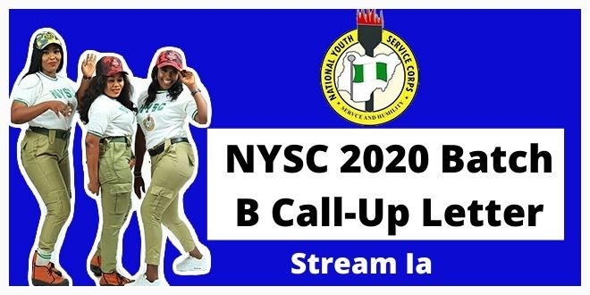 NYSC 2020 Batch B Call-Up Letter