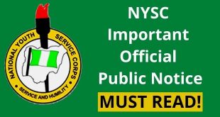 NYSC Important Official Public Notice