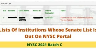 Lists Of Institutions Whose Senate List Is Out On NYSC Portal