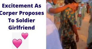 Excitement As Corper Proposes To Soldier Girlfriend
