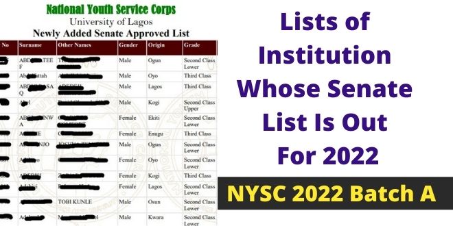 Lists of Institution Whose Senate List Is Out For 2022