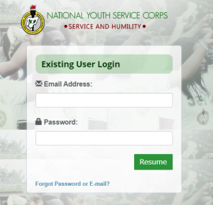 NYSC Portal Login Dashboard 2022 Nigeria