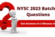 NYSC 2023 Batch A Questions