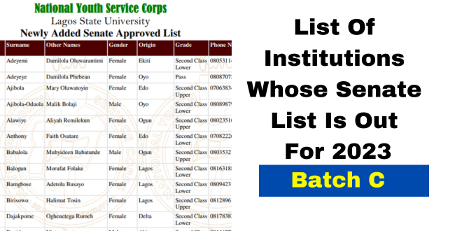 List Of Institutions Whose Senate List Is Out For 2023